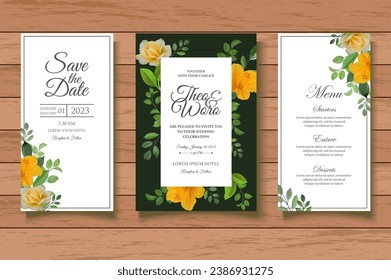 Elegant and Colorful Floral Wedding Invitation Card Set