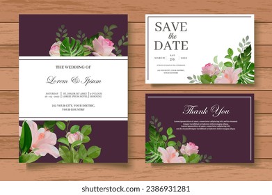 Elegant and Colorful Floral Wedding Invitation Card Set