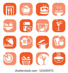 Elegant Colorful Food Icons Set Created For Mobile, Web And Applications.