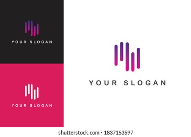 elegant colorful gradation audio music or letter n logo element template design vector graphic
