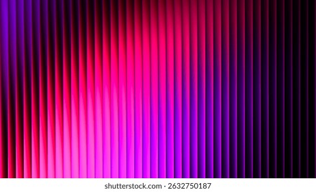 Elegant colorful gradient stripes with ribbed fractal glass effect. Bold and dynamic design blending soft bright rich deep colors, glowing highlights and geometry for modern visual art project. Vector