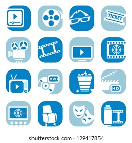 Elegant Colorful ?inema Icons Set Created For Mobile, Web And Applications.