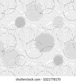 Elegant colorful Linearly Constructive vector seamless pattern  with hearts lines dots and circles. great for baby room wallpaper, background, invitation card detail, gift packaging or wrapping paper 