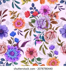 Elegante y colorido patrón impecable con ilustración de diseño floral botánica.