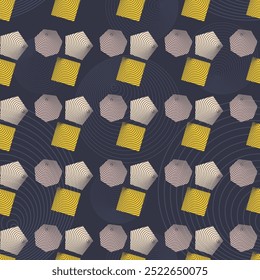 Patrón inconsútil colorido elegante con Elementos geométricos texturizados. Ilustración vectorial para impresión, tela, cubierta, embalaje, decoración de interiores, decoración de blog y otros sus proyectos.