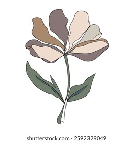 Elegant colorful single flower. Vector illustration. 