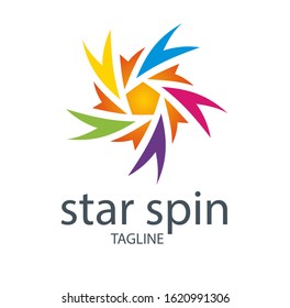 Elegant colorful Star Spin  logo designs concept vector with hexagon