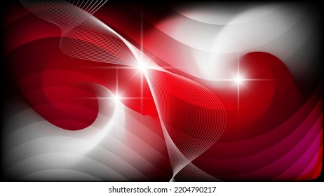 Elegant colorful wallpaper. Flashes of light, intertwining wavy thin lines, overlapping smooth shapes against a background of mixing red, white, black colors. Vector.