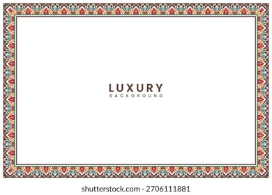 Elegant colourful frame design creates a luxury border for wedding invitation, announcement or certificate. Rectangle Islamic page border.