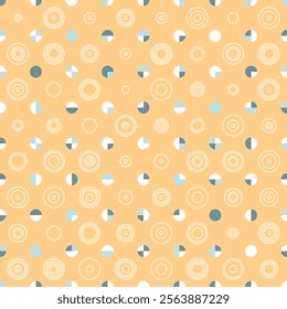 Elegant colourful Polka-Dot seamless vector pattern. Geometric background with tiled circles and semicircles. Great for fashion fabrics, home decor, wallpaper and packaging. 