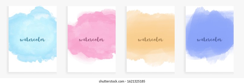 Elegant colourful watercolor background set images, suitable for brochure, pamphlet, flyer, poster, and advertisement. Vector abstract illustration
