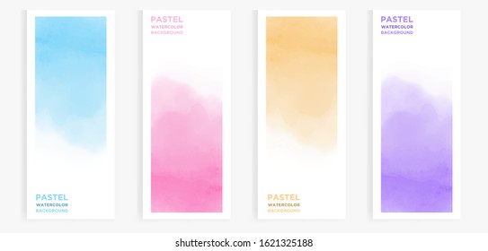 Elegant colourful watercolor background set images, suitable for brochure, pamphlet, flyer, poster, and advertisement. Vector abstract illustration