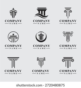 Designs de logotipo de colunas e pilares elegantes para a marca profissional da empresa