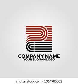 elegant company logo consisting of lines that form letters P and C that form a square