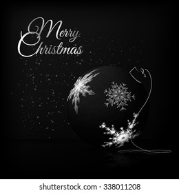 An elegant composition with Christmas ball in fashionable black and white colors. The illustration is perfect for greeting cards, Christmas promotions, gift leaflet etc.