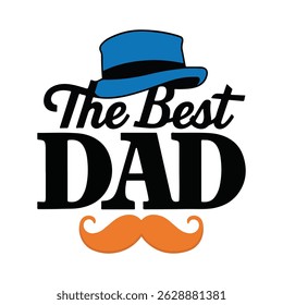 elegant composition featuring a blue hat, strong typography, and an orange mustache, perfect for father’s day prints, branding, or merchandise