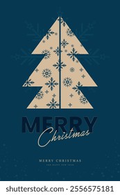 Elegant concept of luxury snow flake element for post card frame, a banner concept design in vector, illustration of Merry Christmas and happy New Year on blue background.