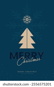 Elegant concept of luxury snow flake element for post card frame, a banner concept design in vector, illustration of Merry Christmas and happy New Year on blue background.