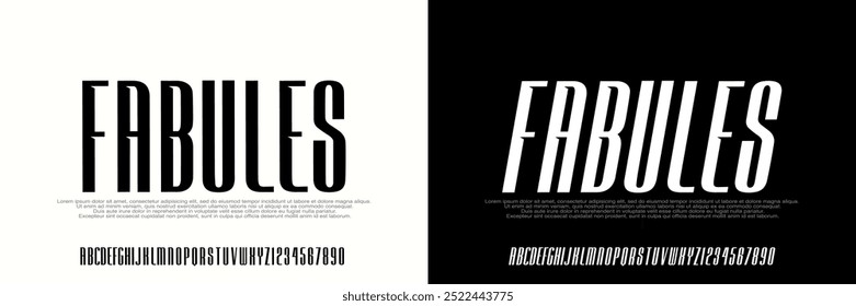 Elegant Condensed Font, Alphabet, Italic, Uppercase and Number, design for Logo, Technology, Fashion, Movie, Sports,and Brand.Vector Illustration