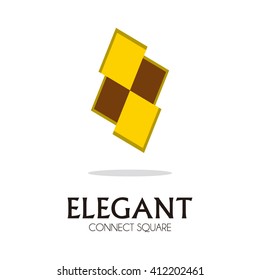 Elegant connect square property high building hotel apartment abstract vector logo design template real estate business icon luxury corporate and company identity symbol concept