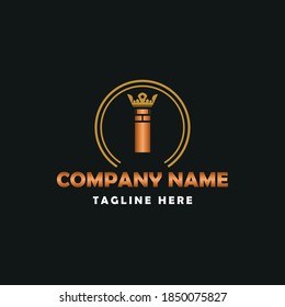 Elegant Construction business Vector Logo concept with Initial I Letter, brick, block and crown element. 