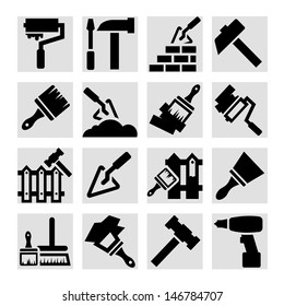 Elegant Construction And Repair Icons Set Created For Mobile, Web And Applications.