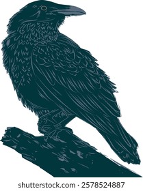 An elegant and contemporary vector illustration of a crow, designed with smooth lines and a sophisticated touch.