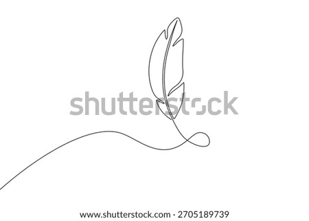 Elegant continuous black one  line sketch of a delicate writing plume