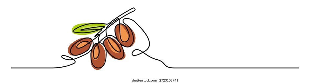 Elegant continuous line art of date fruit islamic food symbol for ramadan kareem
