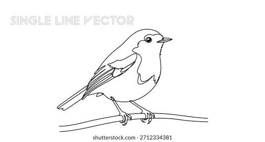 Un elegante dibujo de línea de un Pequeño pájaro posado en una rama, perfecto para diseños minimalistas, temas de naturaleza y proyectos creativos que buscan simplicidad