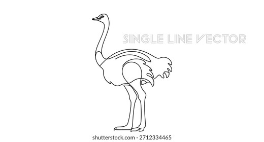 Dibujo de líneas de arte continuo elegante de un avestruz, perfecto para proyectos de diseño moderno Su estética elegante y minimalista mejora la marca, el Web y las aplicaciones de impresión