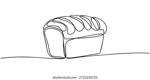 Elegante arte de linha contínua apresentando um pão recém-assado de pão em branco, pão contínuo um desenho de linha, pão um desenho de linha, pão fatiado pão de trigo uma linha desenho contínuo.