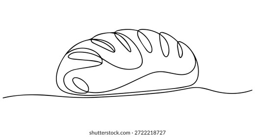 Elegante arte de linha contínua apresentando um pão recém-assado de pão em branco, pão contínuo um desenho de linha, pão um desenho de linha, pão fatiado pão de trigo uma linha desenho contínuo.