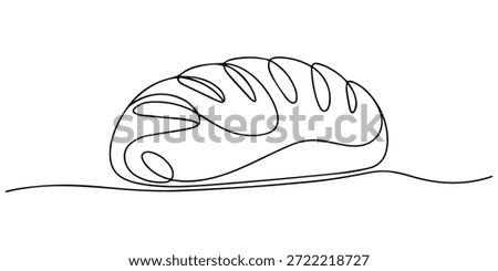 Elegant continuous line art showcasing a freshly baked loaf of bread on white, bread continuous one line drawing, bread one line drawing, Sliced wheat bread one line continuous drawing.