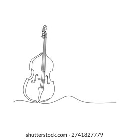 Elegant continuous line drawing of a classic upright double bass