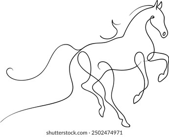 Elegant Continuous Line Drawing of a Horse in Motion