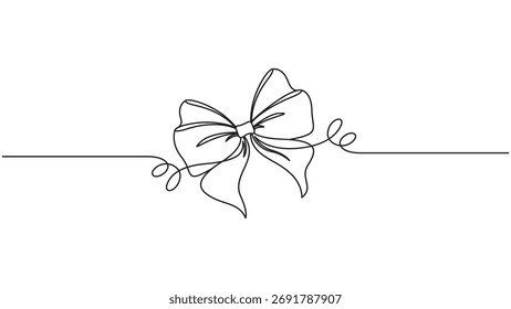 Dibujo de línea continua elegante de un lazo de cinta para ocasiones festivas