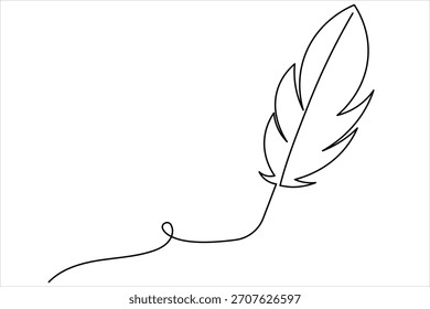 Elegant continuous line feather drawing minimalist style vector art illustration