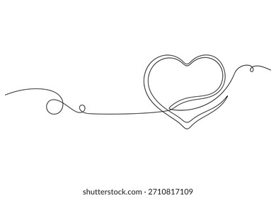 Elegante forma de corazón de línea continua ilustrada con curvas suaves limpias para obras de arte románticas modernas