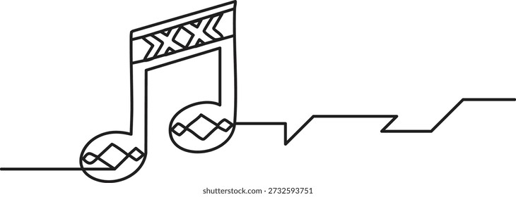 Elegant continuous line illustration of double eighth notes with decorative patterns on the beam.