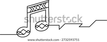 Elegant continuous line illustration of double eighth notes with decorative patterns on the beam.