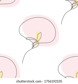 Elegant continuous line seamless pattern with calla flowers, design elements. Floral  pattern for invitations, cards, print, gift wrap, manufacturing, textile, fabric, wallpapers