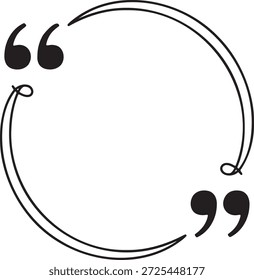 Elegant continuous line vector forming a circular border accentuated by oversized quotation marks. Ideal graphic element for testimonials speech bubble or text presentation area.