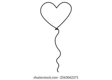 Elegant continuous one line drawing of a heart shaped balloon a minimalist vector illustration