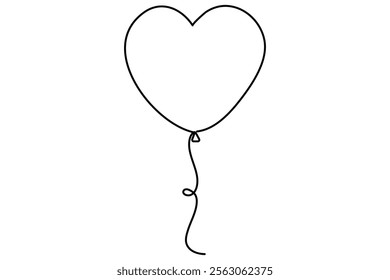 Elegant continuous one line drawing of a heart shaped balloon a minimalist vector illustration