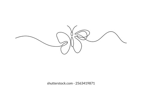 Elegant continuous one line drawing a Butterfly in Flight  Minimalist Continuous Line Art Vector