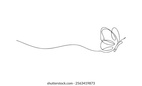 Elegant continuous one line drawing a Butterfly in Flight  Minimalist Continuous Line Art Vector