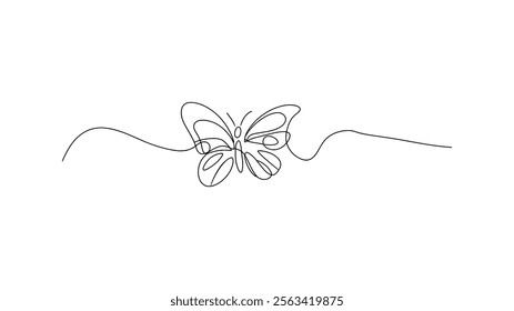 Elegant continuous one line drawing a Butterfly in Flight  Minimalist Continuous Line Art Vector