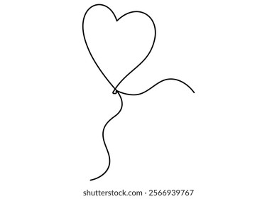 Elegant continuous one line drawing of a heart shaped balloon a minimalist vector illustration for love themed designs
