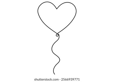 Elegant continuous one line drawing of a heart shaped balloon a minimalist vector illustration for love themed designs
